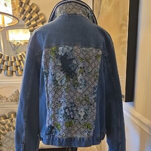 Gucci Scarf Floral Fabric Premium Denim Oversized Jacket J. Coffey Custom Piece